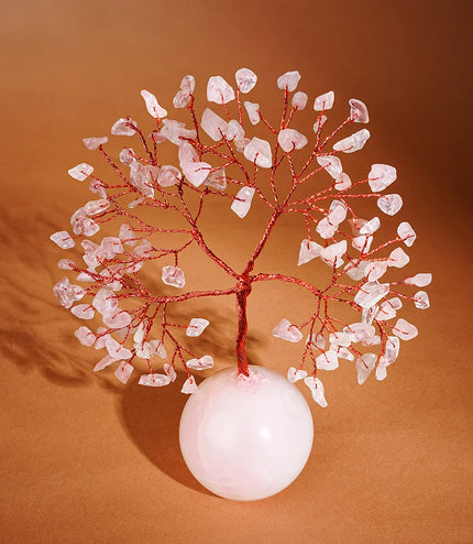 Rose Quartz Crystal Ball Base Tree