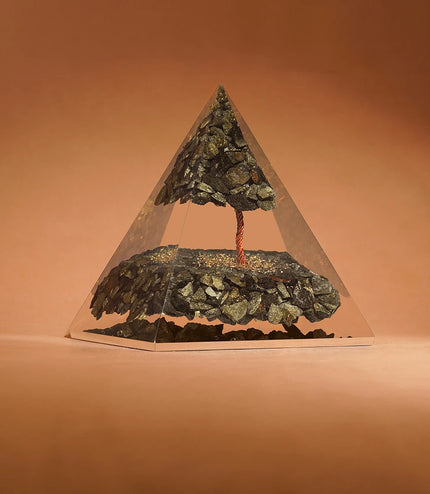 Pyrite Tree of Life Orgonite Pyramid