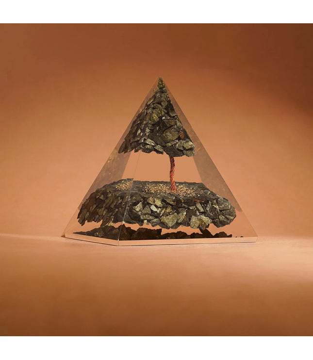 Pyrite Tree of Life Orgonite Pyramid