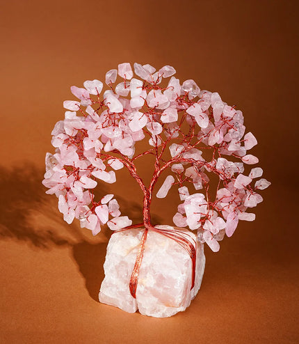 Rose Quartz Crystal Stone Base Tree