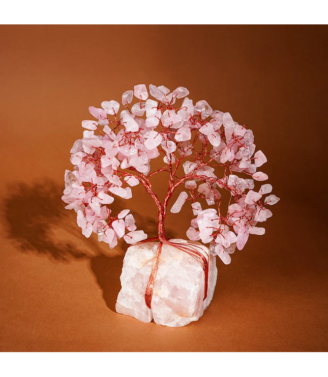 Rose Quartz Crystal Stone Base Tree