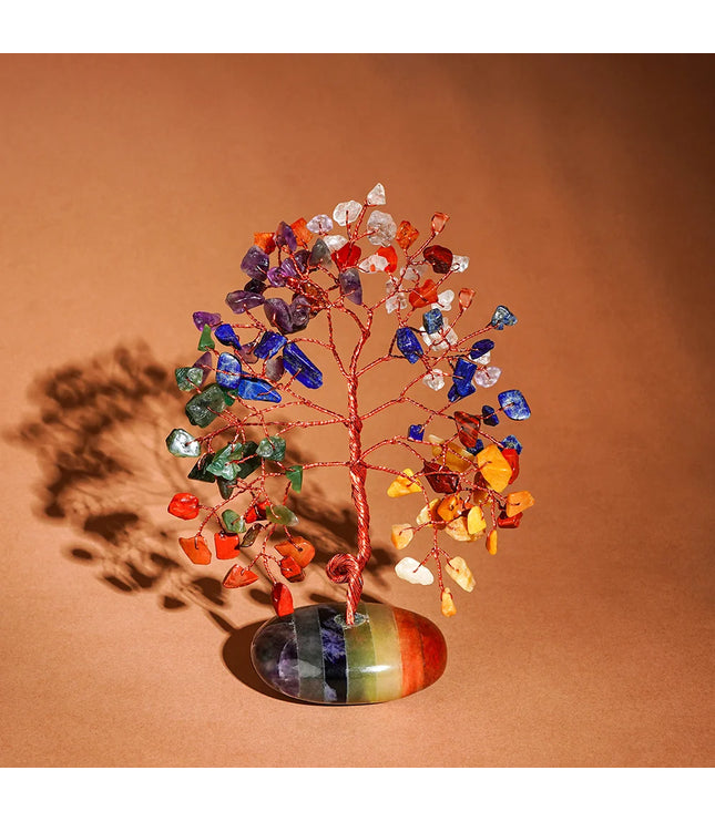 7 Chakra Palm Stone Base Tree