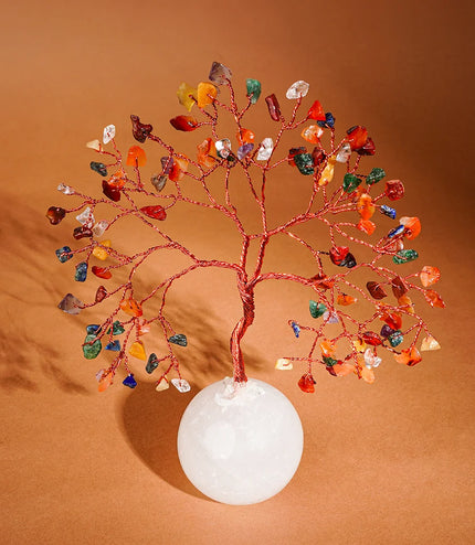 7 Chakra Clear Quartz Ball Base Tree