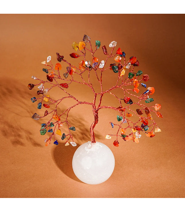 7 Chakra Clear Quartz Ball Base Tree
