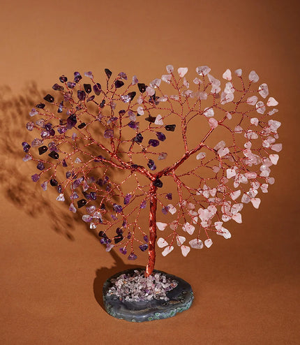 Rose Quartz & Amethyst Slice Base Tree