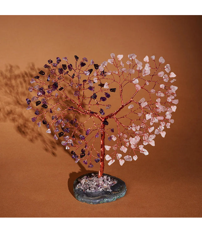 Rose Quartz & Amethyst Slice Base Tree