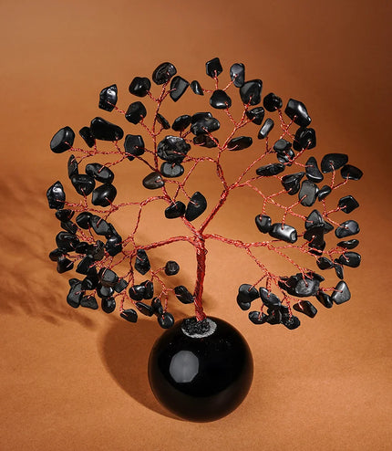 Black Obsidian Crystal Ball Base Tree