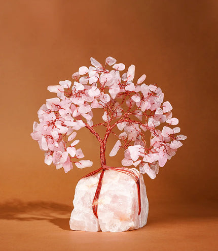 Rose Quartz Crystal Stone Base Tree