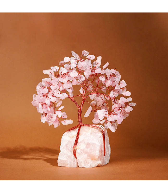 Rose Quartz Crystal Stone Base Tree