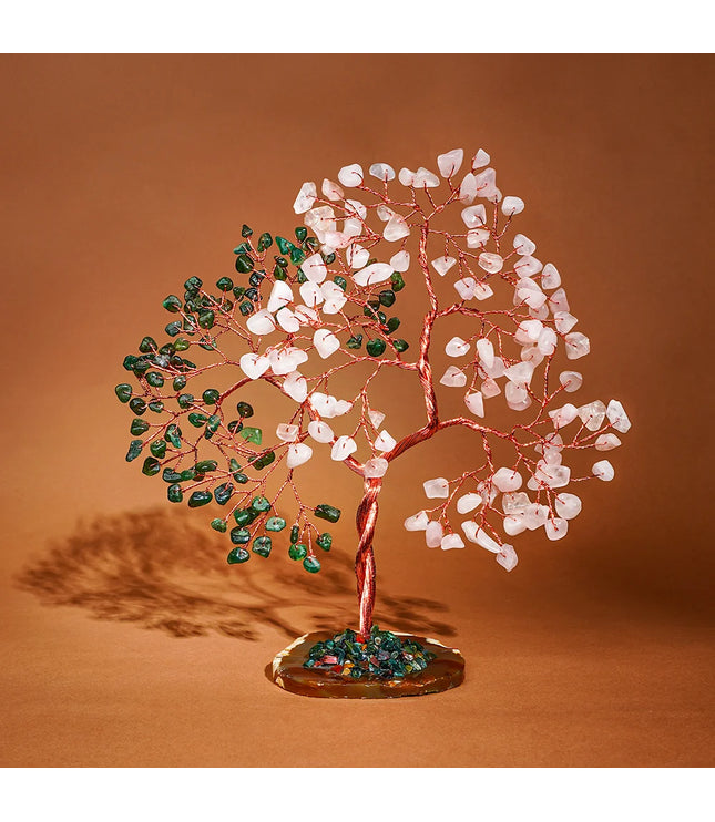 Rose Quartz & Green Aventurine Slice Base Tree