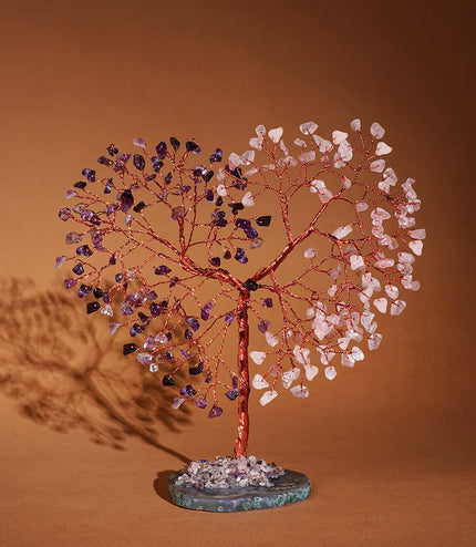 Rose Quartz & Amethyst Slice Base Tree