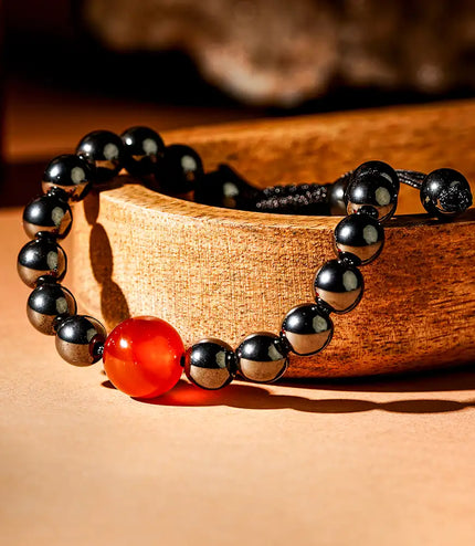 Hematite Bracelet with Carnelian