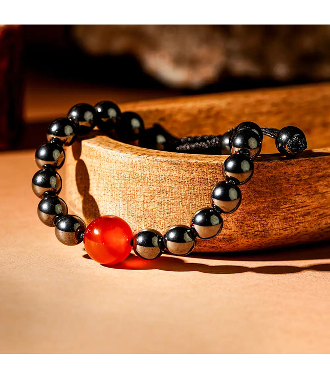 Hematite Bracelet with Carnelian