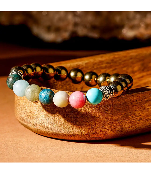 Golden Pyrite & 7 Chakra Bracelet