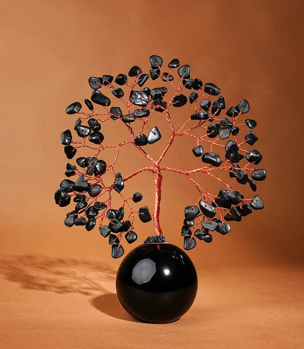 Black Obsidian Crystal Ball Base Tree