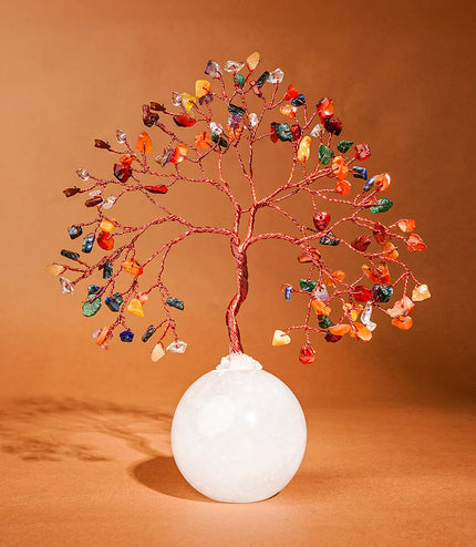 7 Chakra Clear Quartz Ball Base Tree