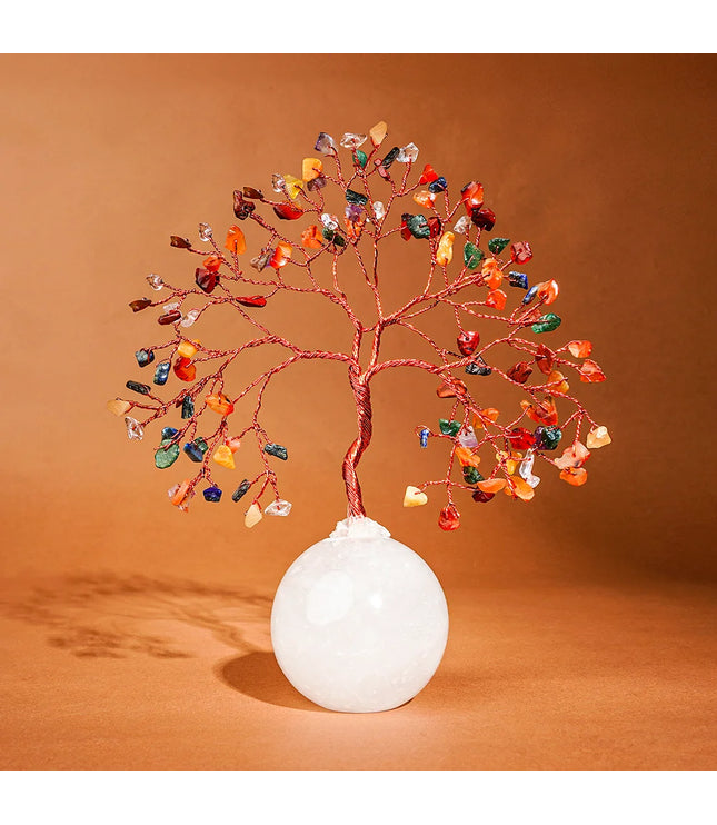 7 Chakra Clear Quartz Ball Base Tree