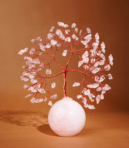 Rose Quartz Crystal Ball Base Tree