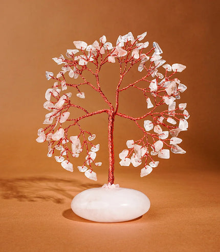 Rose Quartz Palm Stone Base Tree