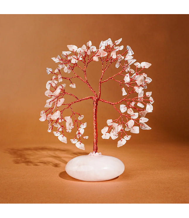 Rose Quartz Palm Stone Base Tree