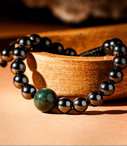 Hematite & Moss Agate Bracelet