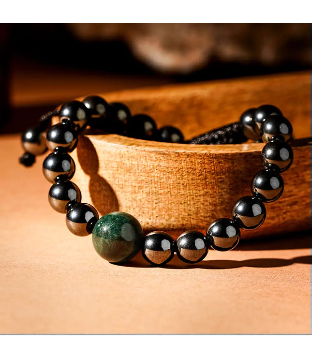 Hematite & Moss Agate Bracelet