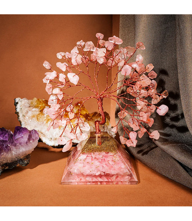 Rose Quartz Pyramid Base Tree