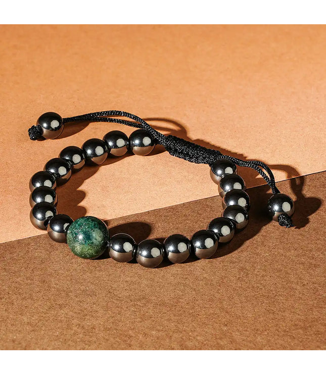 Hematite & Moss Agate Bracelet