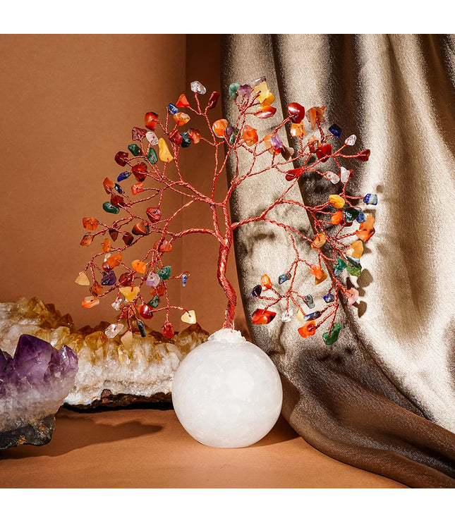 7 Chakra Clear Quartz Ball Base Tree