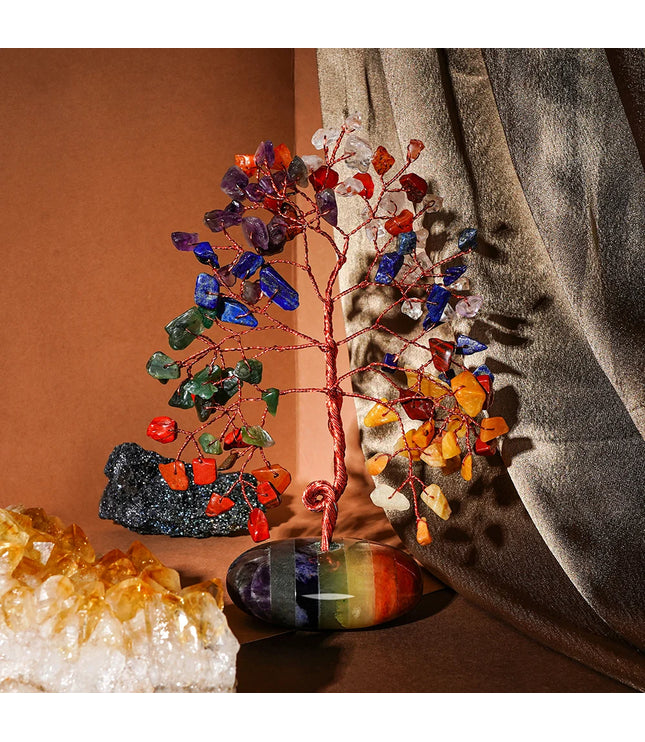 7 Chakra Palm Stone Base Tree