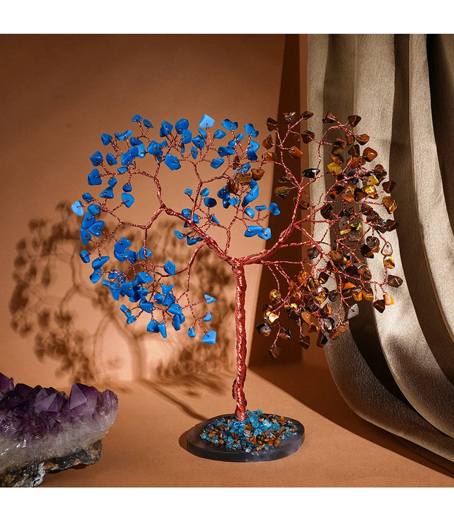 Turquoise & Tiger Eye Slice Base Tree