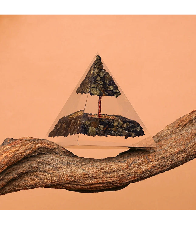 Pyrite Tree of Life Orgonite Pyramid