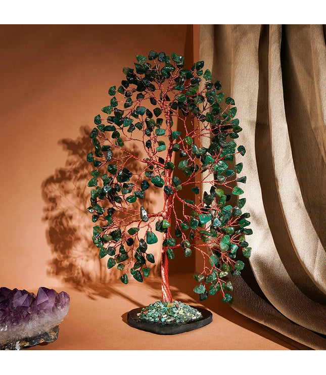 Green Aventurine Slice Base Tree