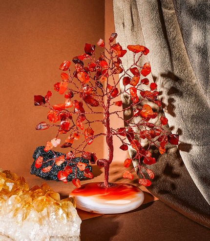 Carnelian Palm Stone Base Tree