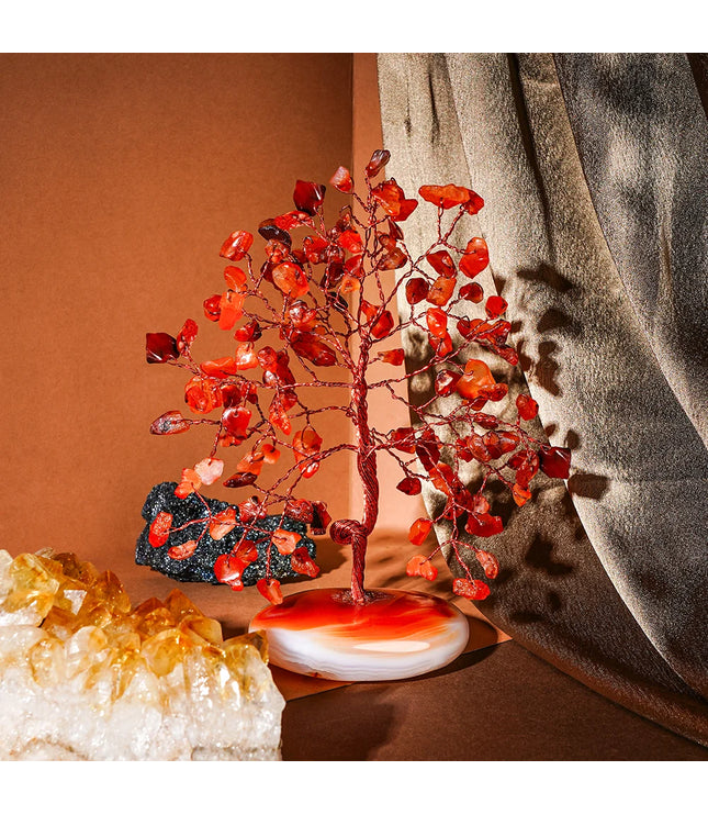 Carnelian Palm Stone Base Tree