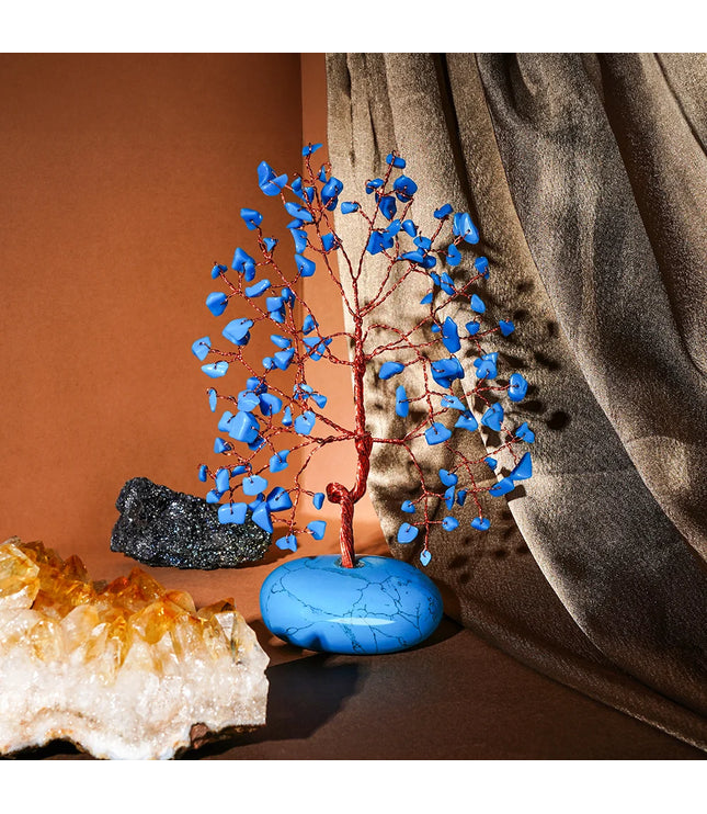 Turquoise Palm Stone Base Tree