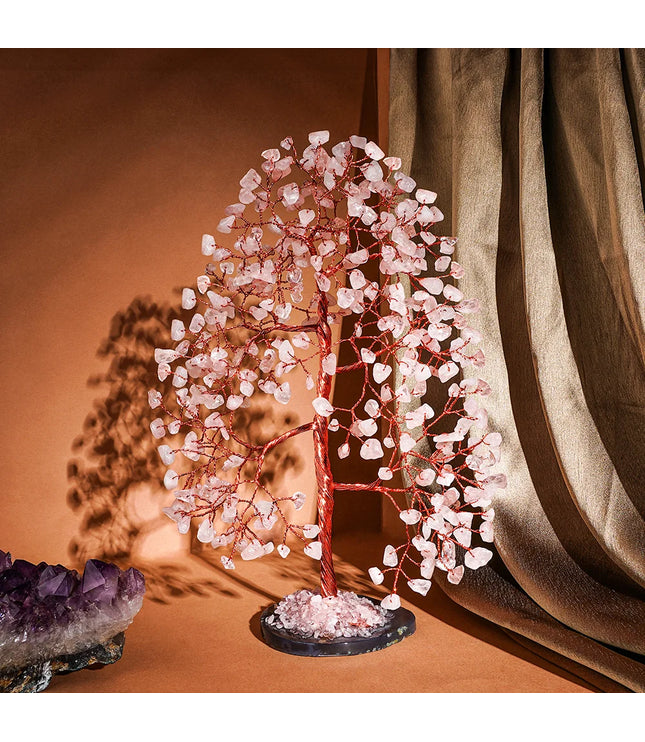 Rose Quartz Slice Base Tree