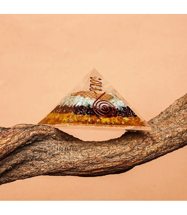 Citirne Garnet & Aquamarine Orgonite Pyramid