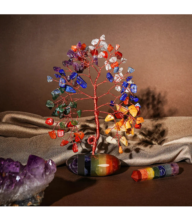 7 Chakra Palm Stone Base Tree