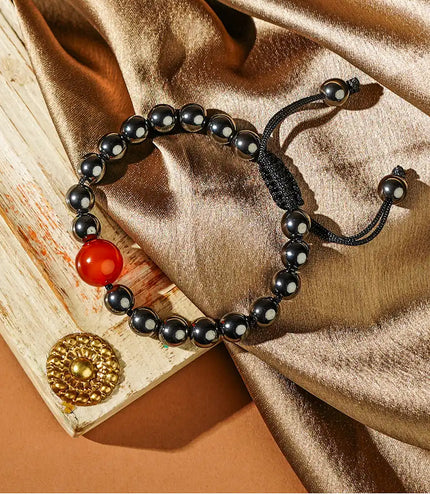 Hematite Bracelet with Carnelian