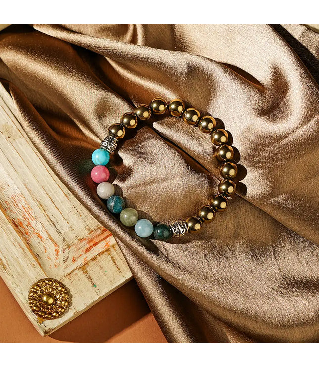 Golden Pyrite & 7 Chakra Bracelet