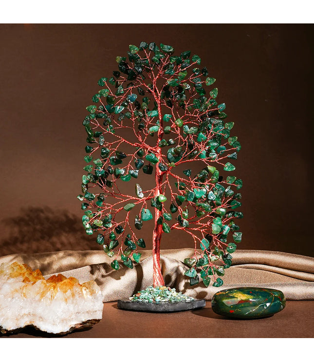 Green Aventurine Slice Base Tree