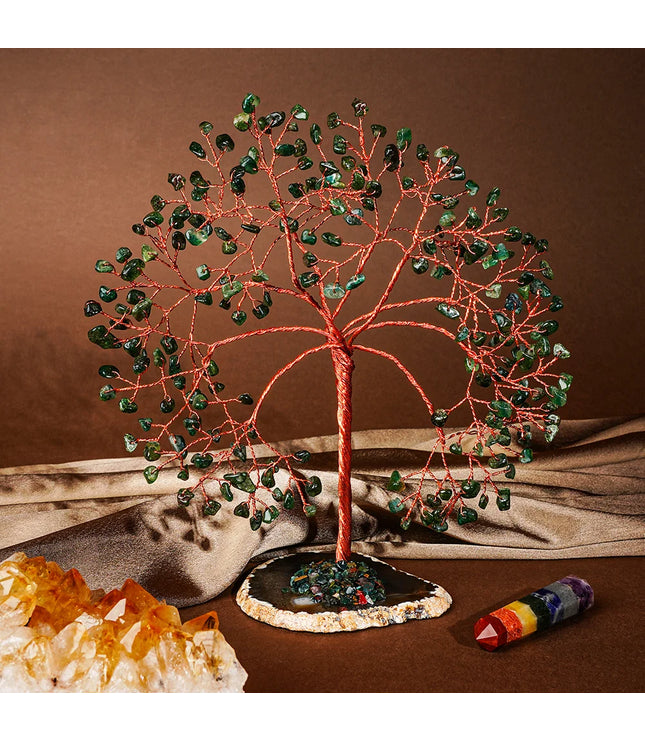 Green Aventurine Slice Base Tree