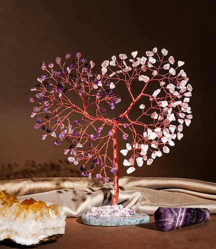 Rose Quartz & Amethyst Slice Base Tree