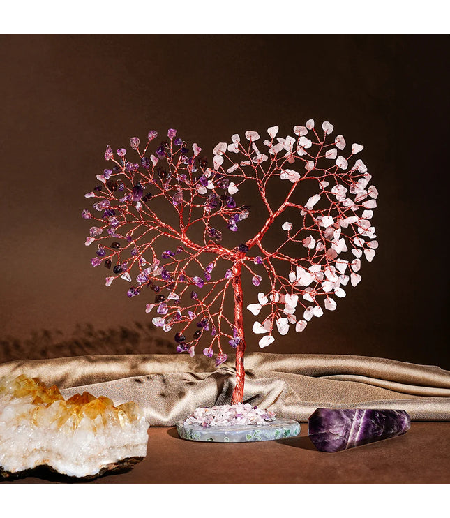 Rose Quartz & Amethyst Slice Base Tree