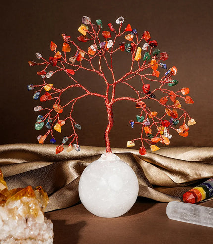 7 Chakra Clear Quartz Ball Base Tree