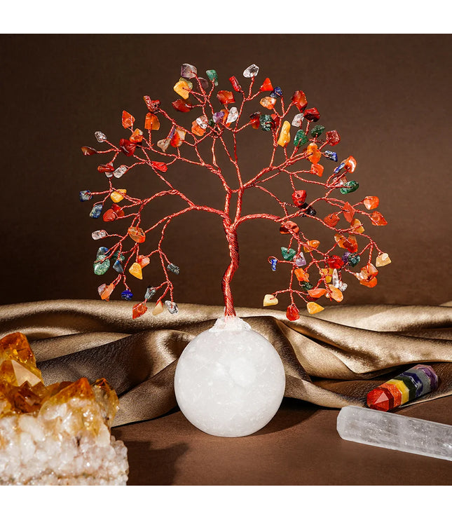 7 Chakra Clear Quartz Ball Base Tree