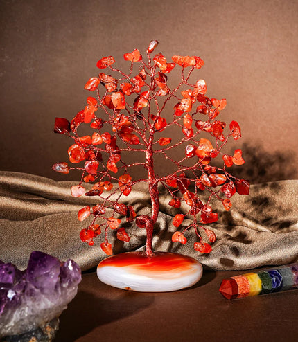 Carnelian Palm Stone Base Tree