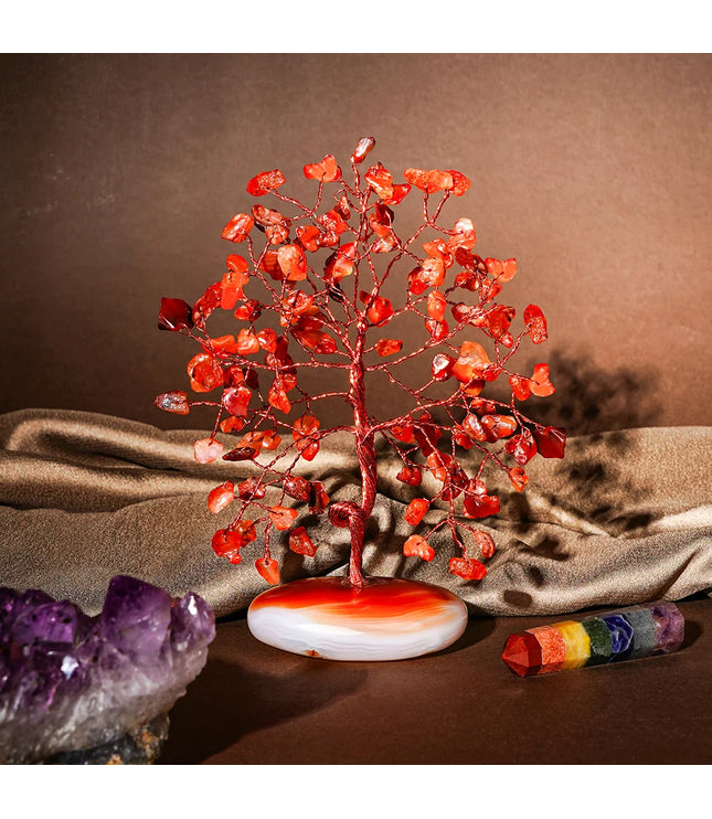 Carnelian Palm Stone Base Tree
