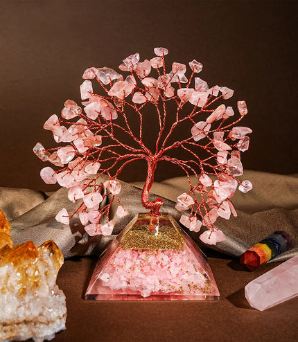 Rose Quartz Pyramid Base Tree